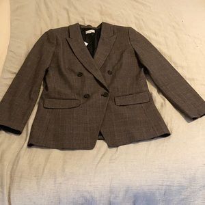 LOFT Plaid Double Breasted Blazer